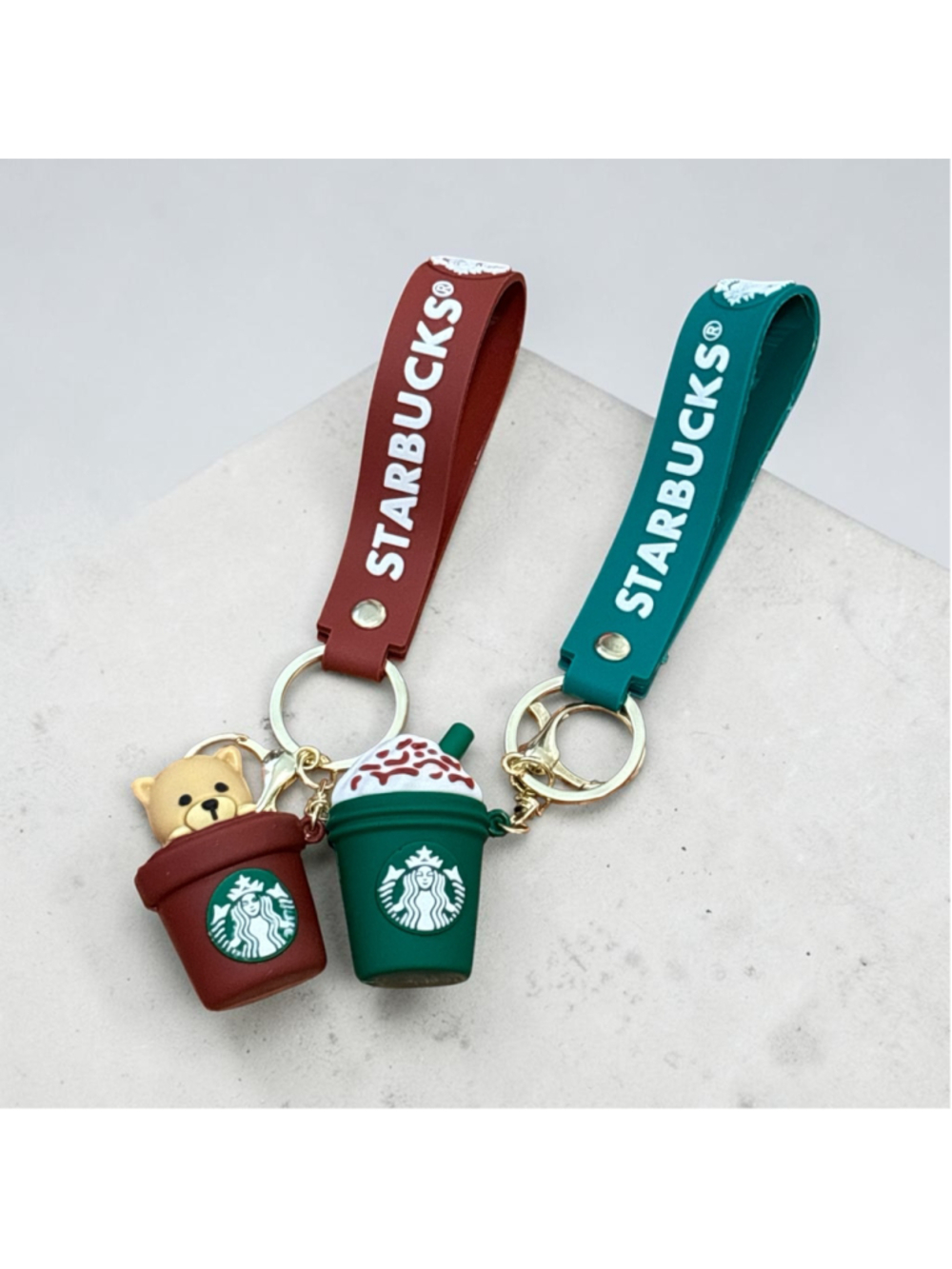 Starbucks Keychain Set One Size Green and Brown
